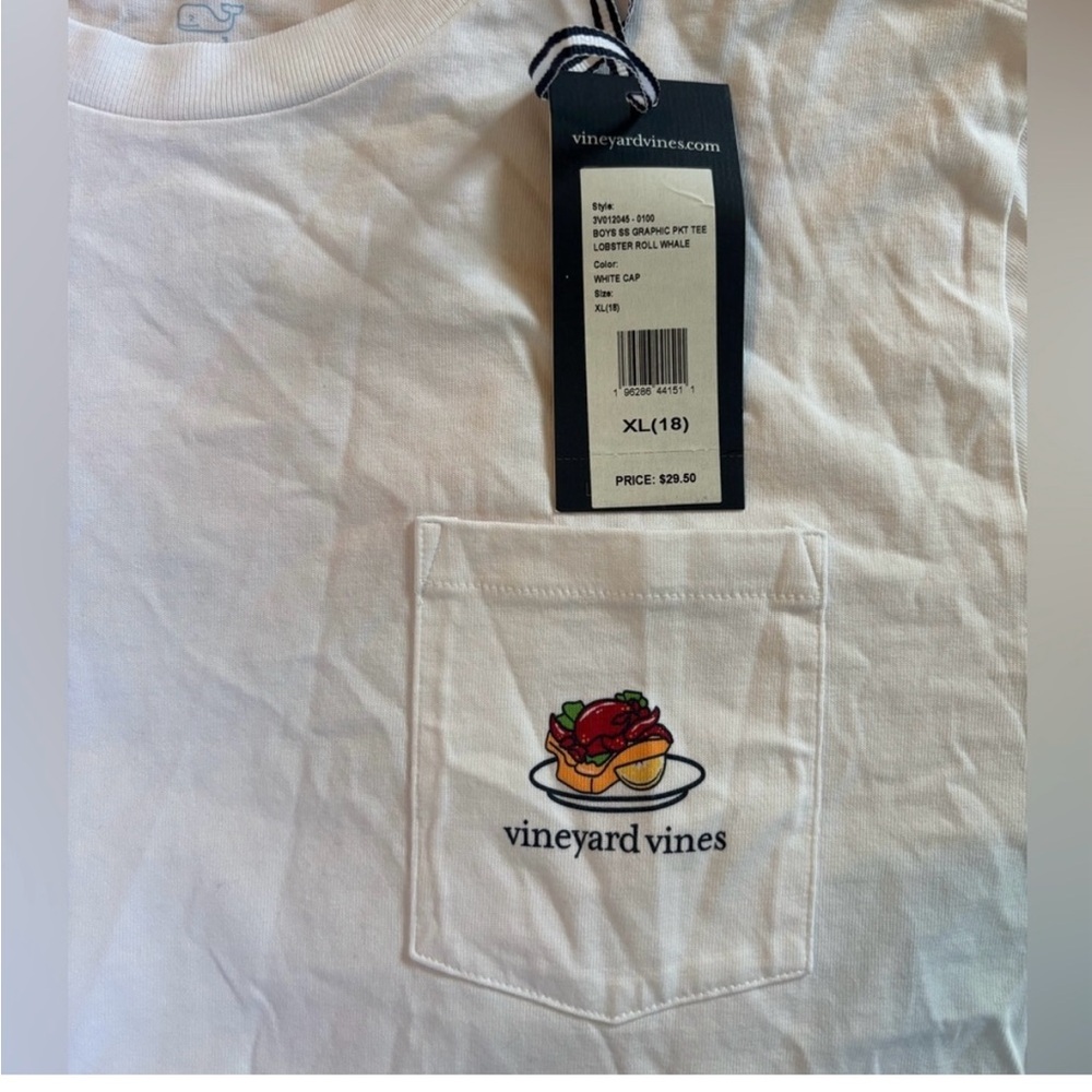 NWT Vineyard Vines BOYS SS GRAPHIC PKT TEE LOBSTER ROLL WHALE size 18 - Picture 4 of 6